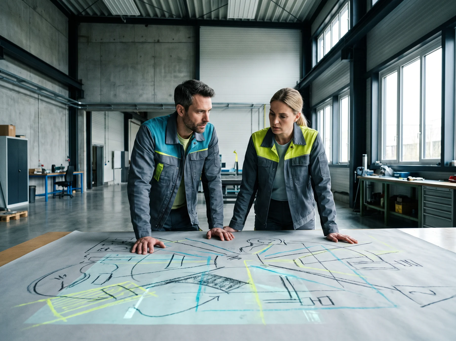 Engineers discussing architecture